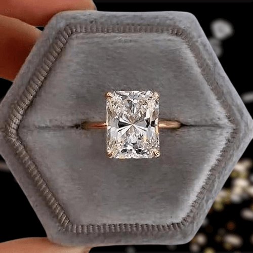 Rose Gold 5.0 Carat Radiant Cut Simulated Diamond Engagement Ring - Black Diamonds New York