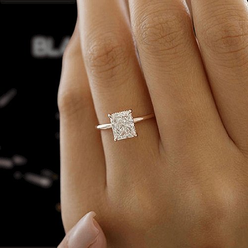 Rose Gold 5.0 Carat Radiant Cut Simulated Diamond Engagement Ring - Black Diamonds New York