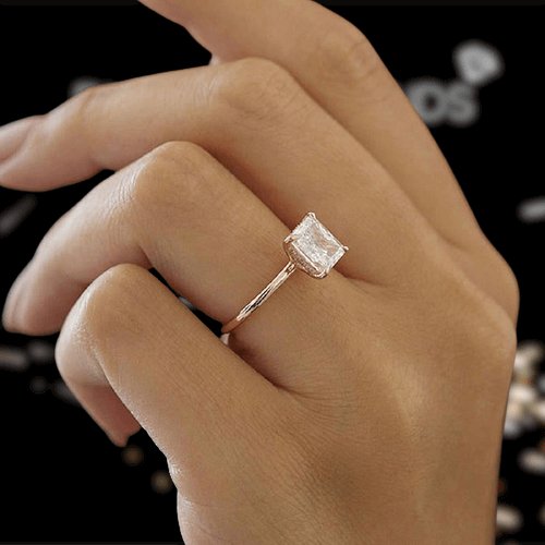 Rose Gold 5.0 Carat Radiant Cut Simulated Diamond Engagement Ring-Black Diamonds New York