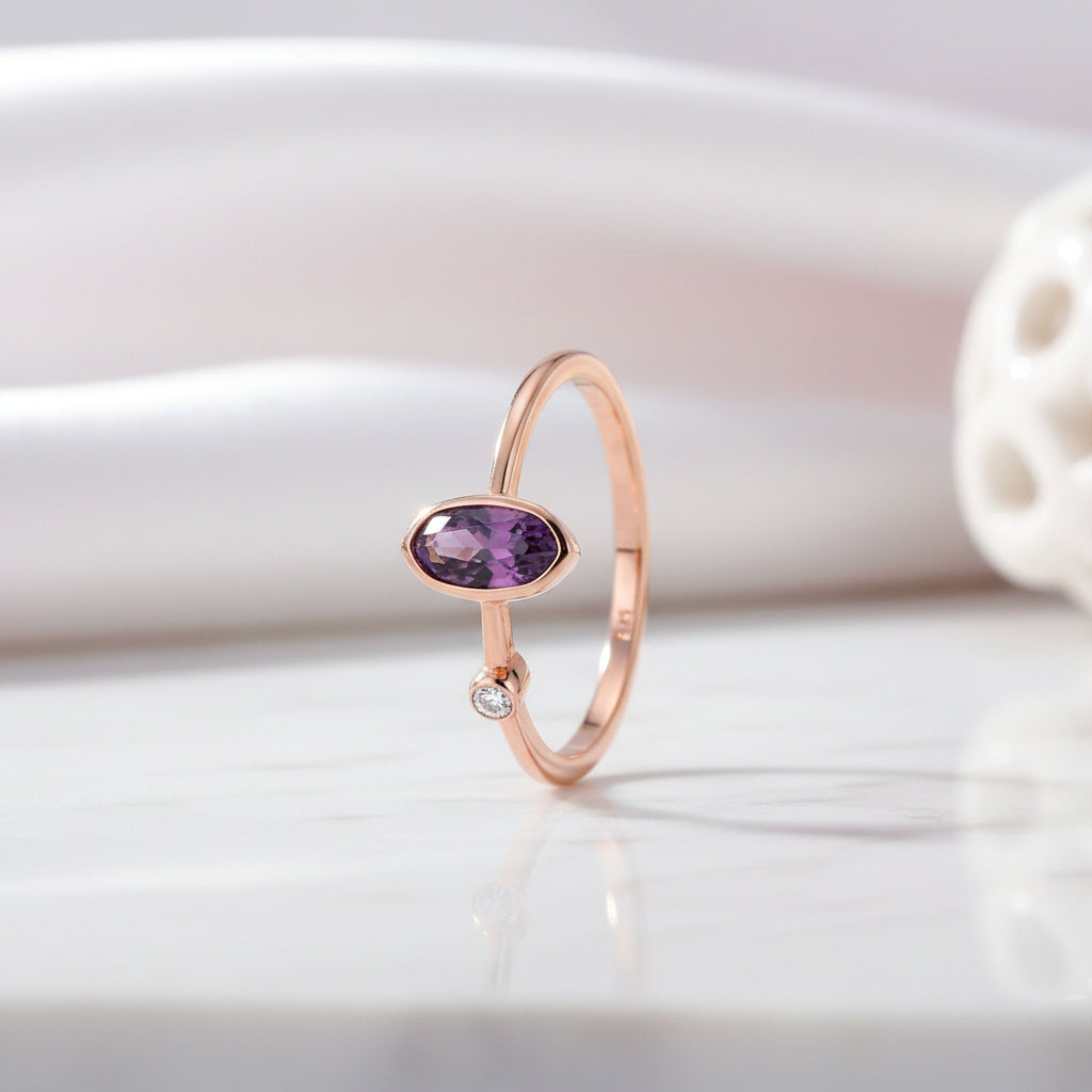Rose Gold Color Oval Diamond Option Ring-Black Diamonds New York
