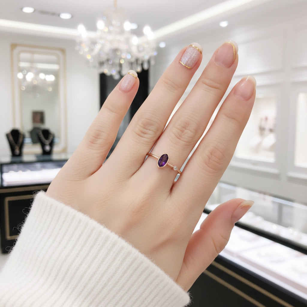 Rose Gold Color Oval Diamond Option Ring-Black Diamonds New York