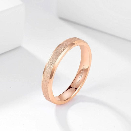 Rose Gold Frosted Men's Tungsten Carbide Wedding Band-Black Diamonds New York