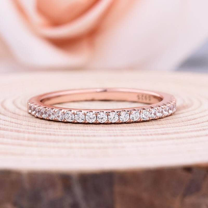 Rose Gold Halo Cushion Cut Peachy Pink Stone Wedding Ring Set-Black Diamonds New York