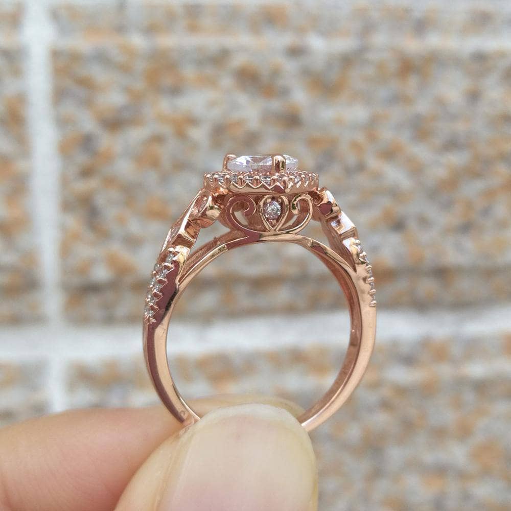 Rose Gold Heart Shape AAA Zircon Ring Set