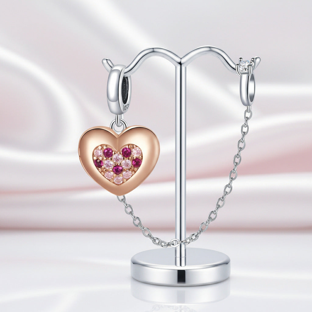Rose Gold Heart with Diamond Option Charms-Black Diamonds New York