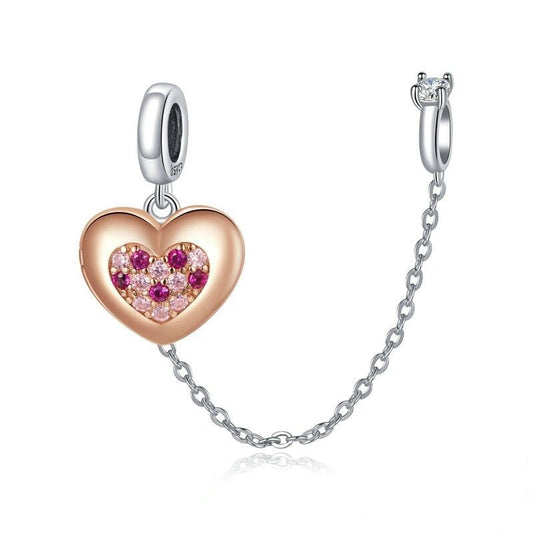 Rose Gold Heart with EVN Stone Charms-Black Diamonds New York