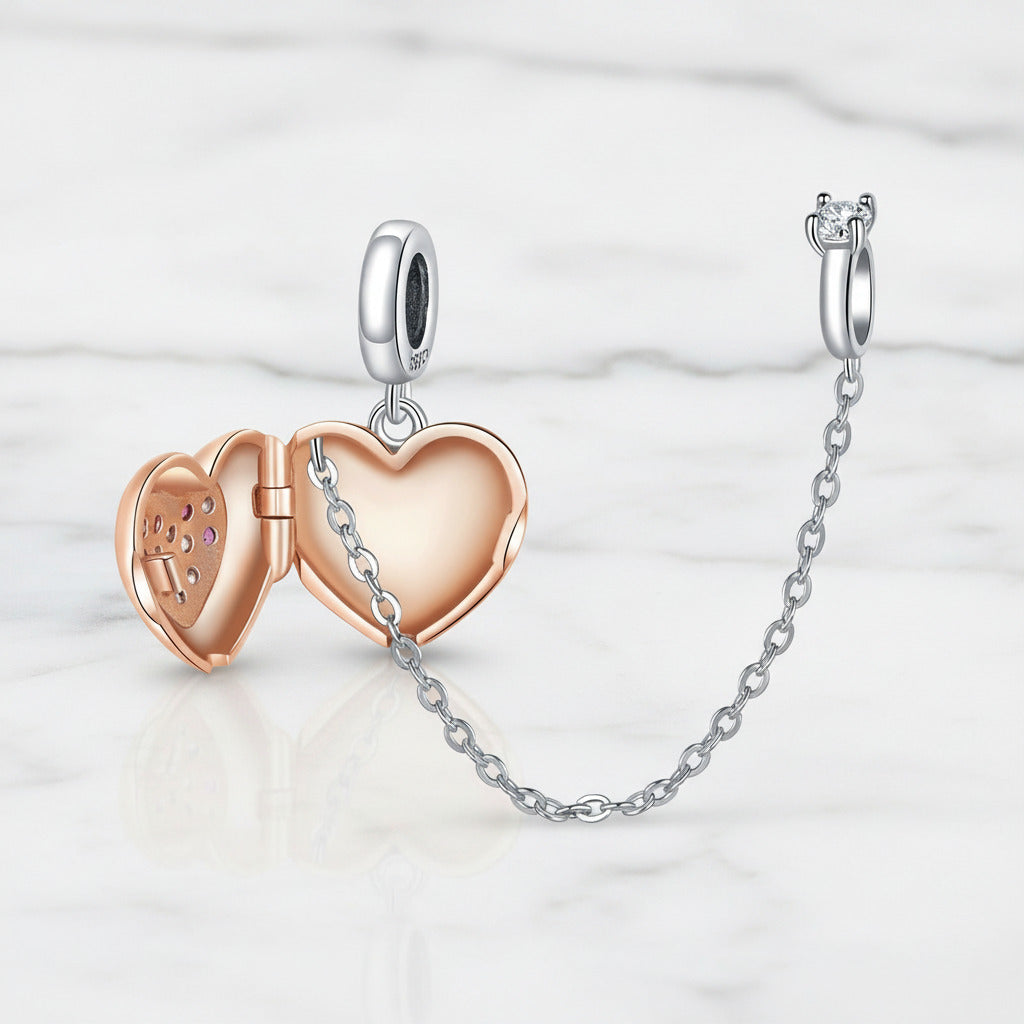 Rose Gold Heart with Diamond Option Charms-Black Diamonds New York