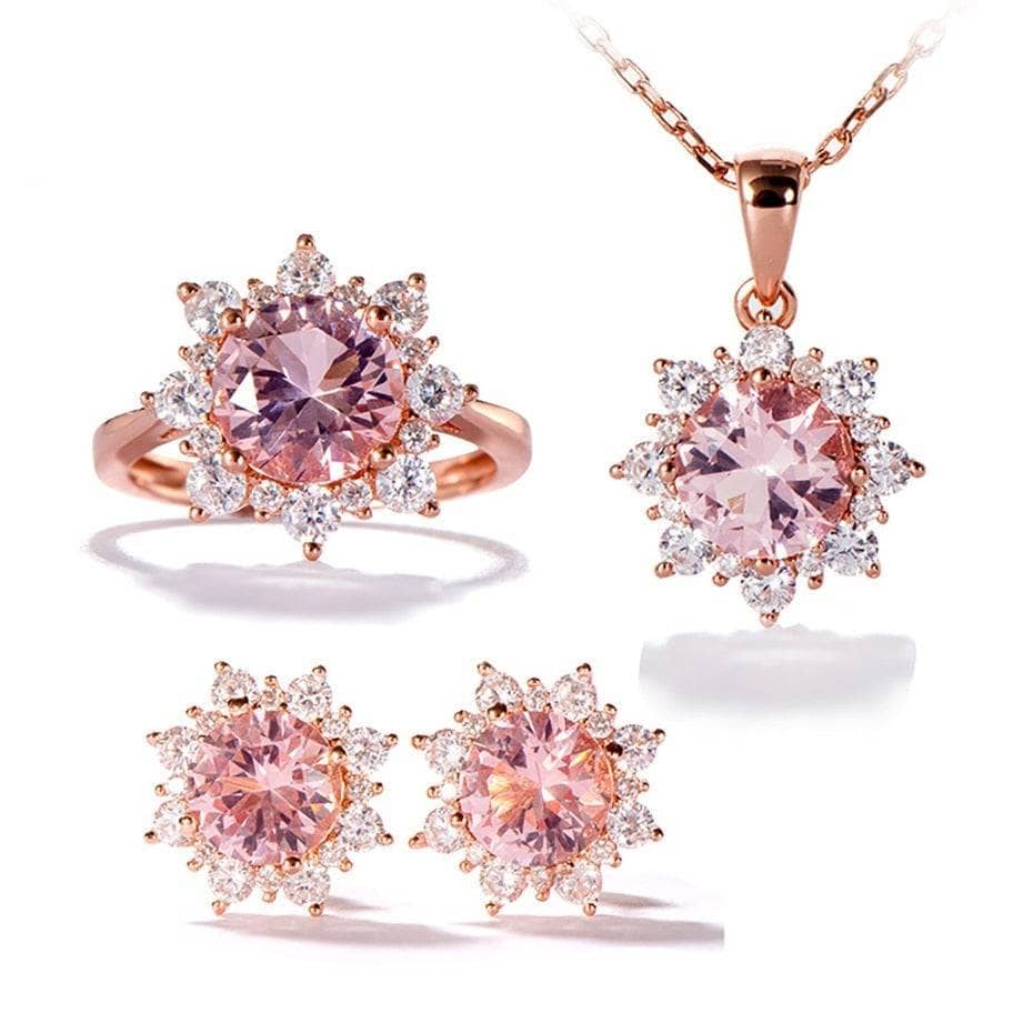 Rose Gold Morganite Gemstone Jewelry Set - Black Diamonds New York