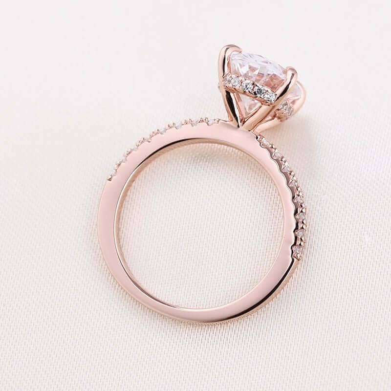Rose Gold Oval Cut Engagement Ring-Black Diamonds New York