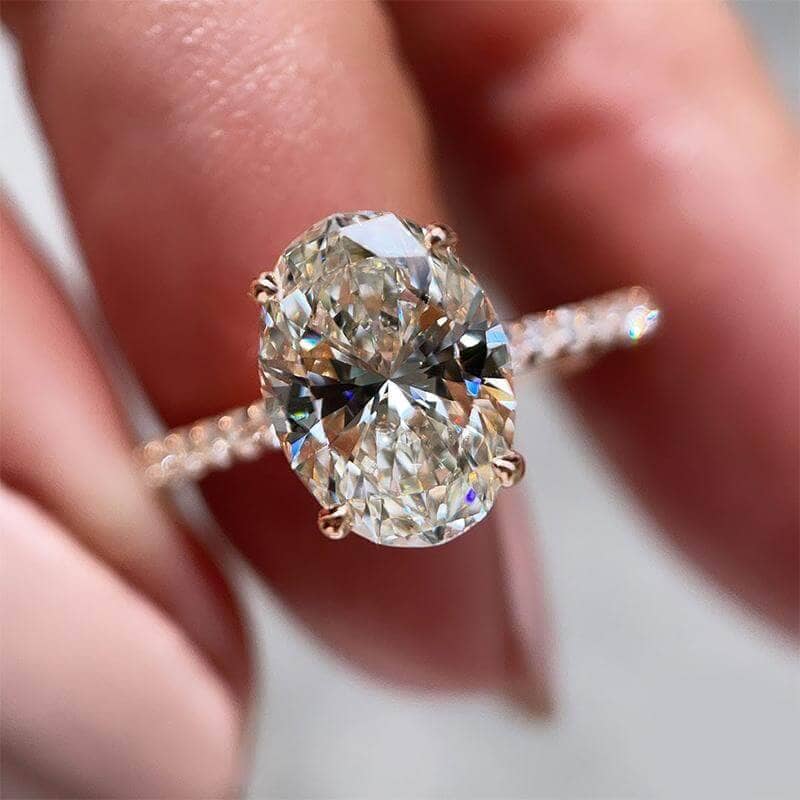 Rose Gold Oval Cut Engagement Ring-Black Diamonds New York