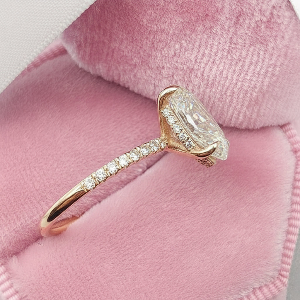 Rose Gold Oval Cut Engagement Ring-Black Diamonds New York