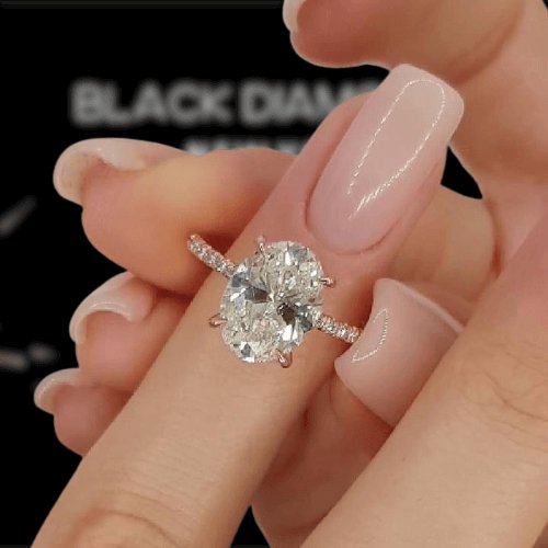 Rose Gold Oval Cut Engagement Ring - Black Diamonds New York