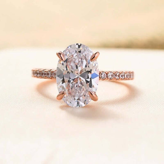 Rose Gold Oval Cut Engagement Ring - Black Diamonds New York