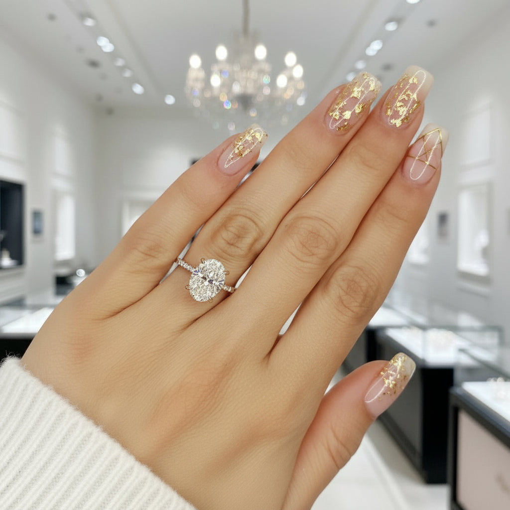 Rose Gold Oval Cut Engagement Ring-Black Diamonds New York