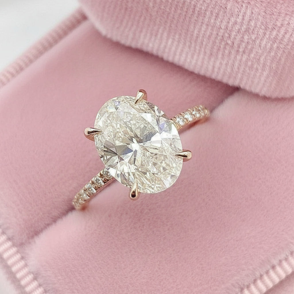 Rose Gold Oval Cut Engagement Ring-Black Diamonds New York