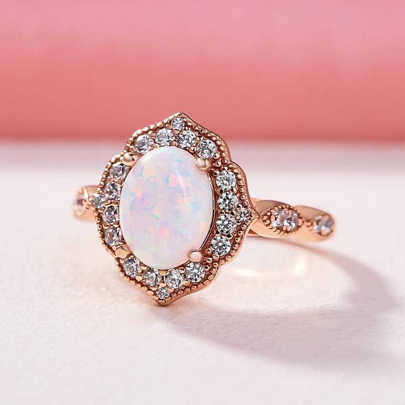 Rose Gold Oval Cut Moonstone Engagement Ring from Black Diamonds New York
