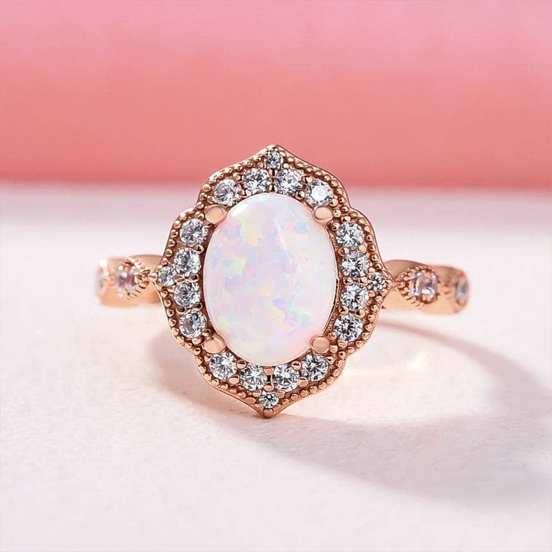 Rose Gold Oval Cut Moonstone Engagement Ring - Black Diamonds New York