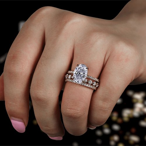 Rose Gold Oval Cut Simulated Diamond 3Pcs Wedding Ring Set - Black Diamonds New York