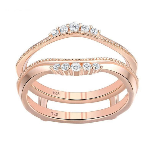 Rose Gold Protective Hollow Wedding Ring-Black Diamonds New York
