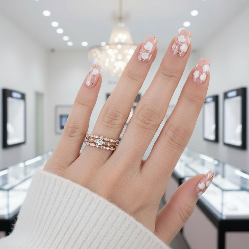 Rose Gold Round Cut 3PC Wedding Ring Set-Black Diamonds New York