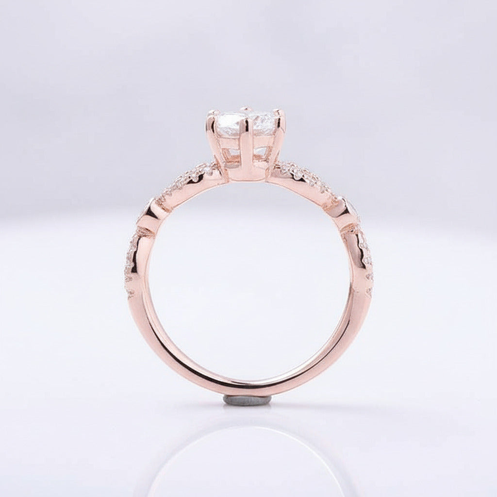 Rose Gold Round Cut Engagement Ring-Black Diamonds New York