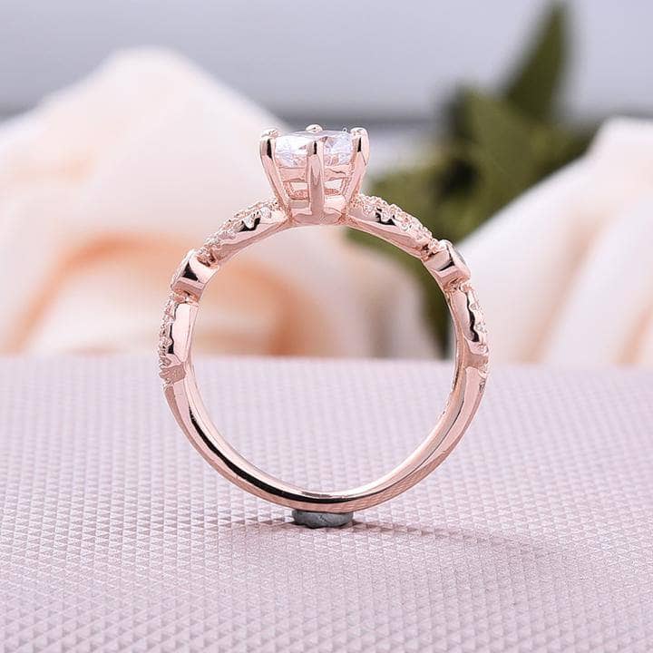 Rose Gold Round Cut Engagement Ring-Black Diamonds New York