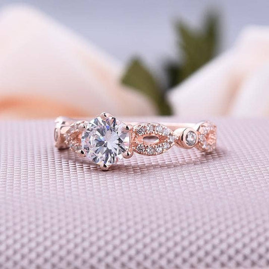 Rose Gold Round Cut Engagement Ring