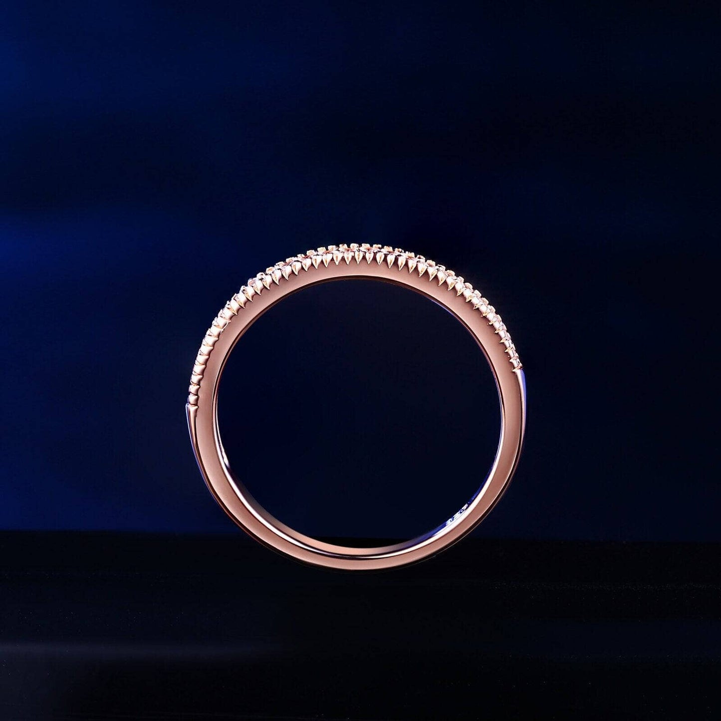 Rose Gold Round Cut Zircons Ring - Black Diamonds New York