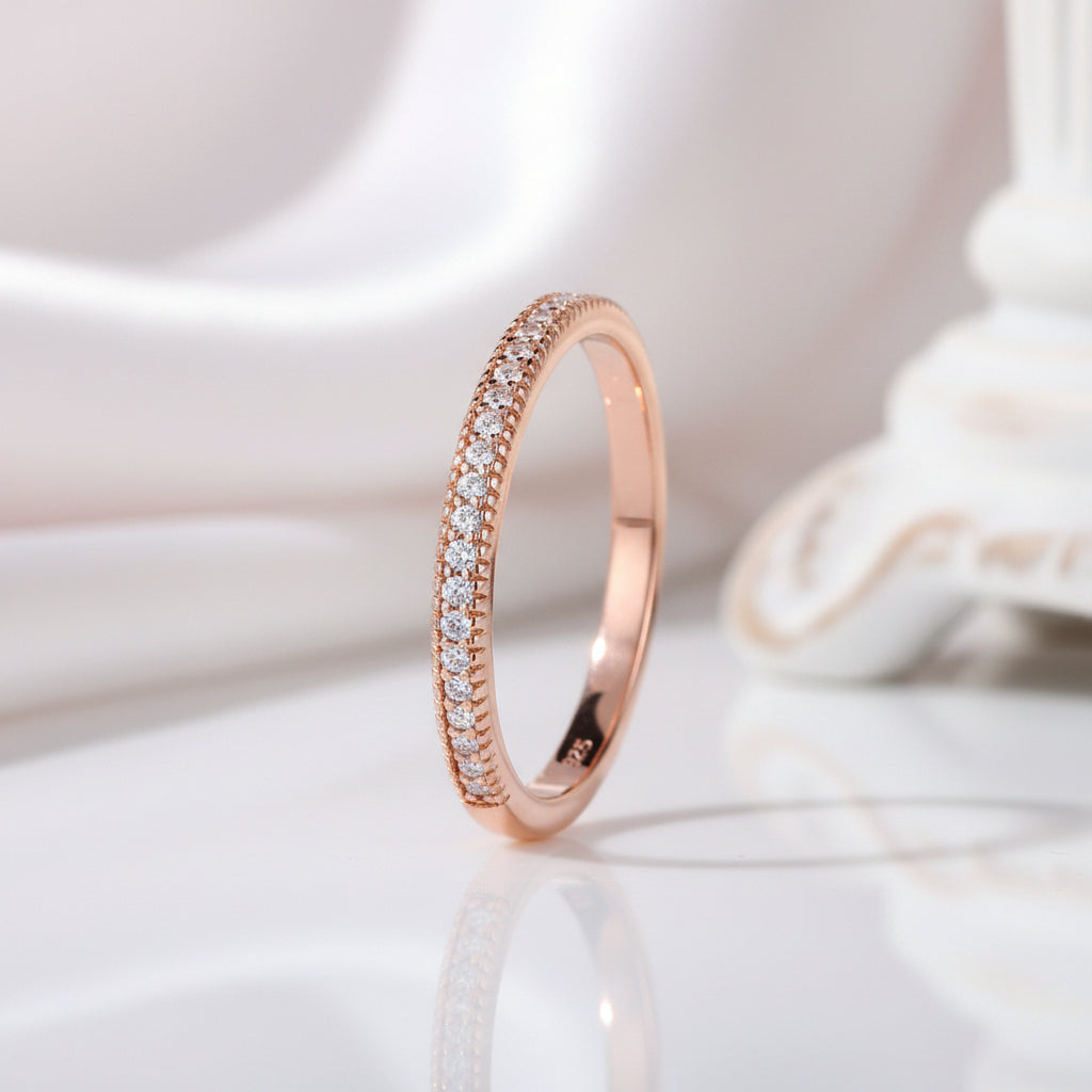 Half-Eternity Rose Gold Round Cut Diamond Option Ring-Black Diamonds New York