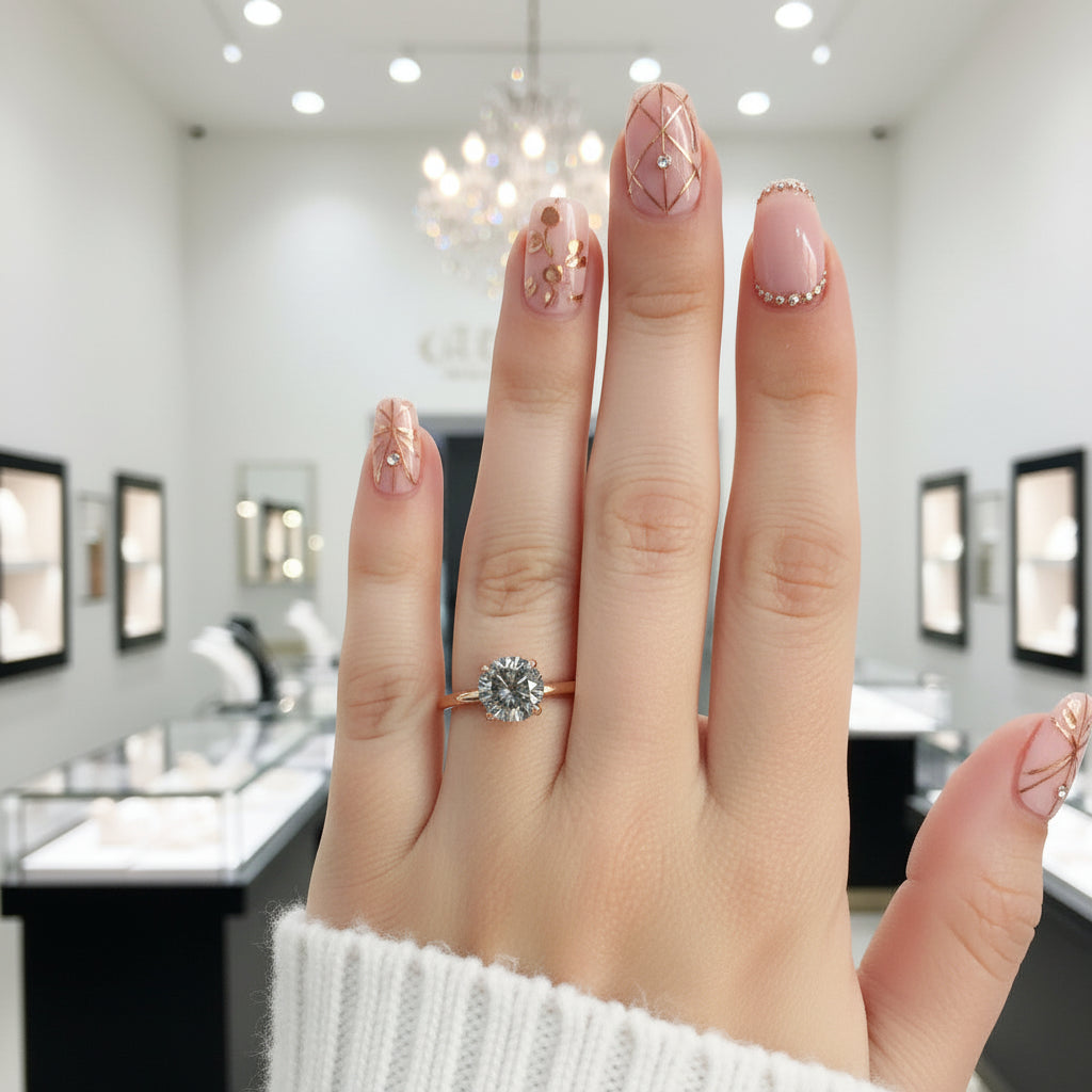 Rose Gold Round Cut Grey Diamond Option Engagement Ring-Black Diamonds New York