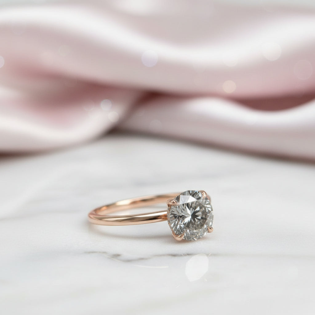 Rose Gold Round Cut Grey Diamond Option Engagement Ring-Black Diamonds New York