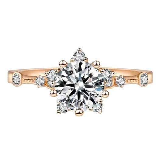 Rose Gold Round Cut Diamond Snowflake Engagement Ring-Black Diamonds New York