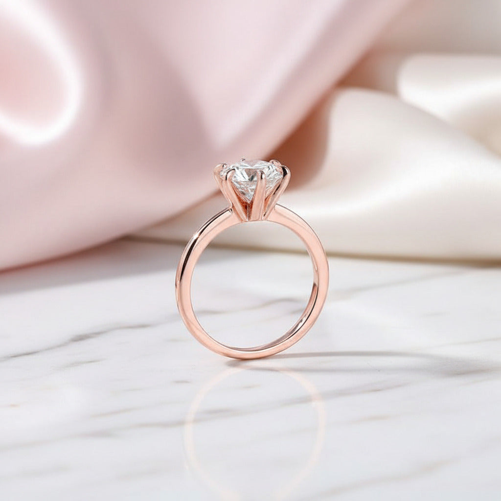 Rose Gold Round Cut Solitaire Engagement Ring-Black Diamonds New York
