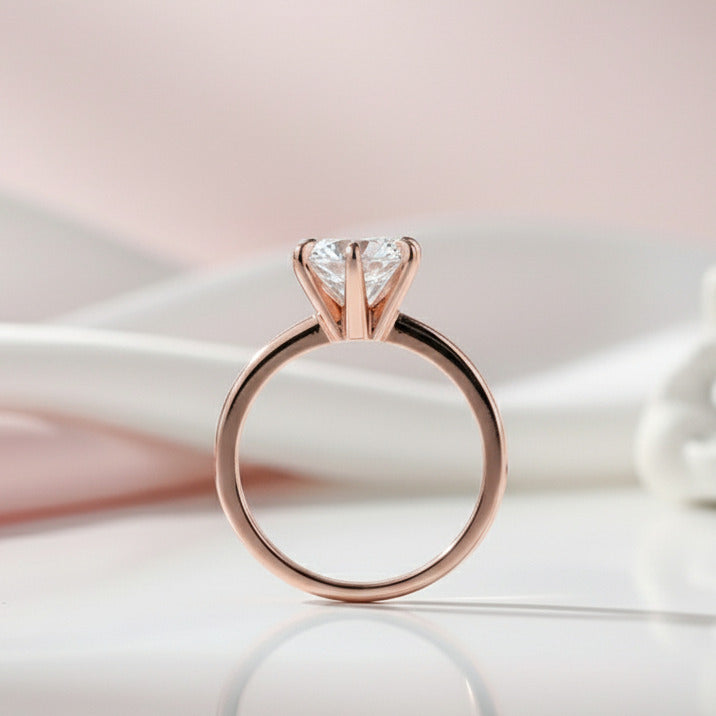 Rose Gold Round Cut Solitaire Engagement Ring-Black Diamonds New York