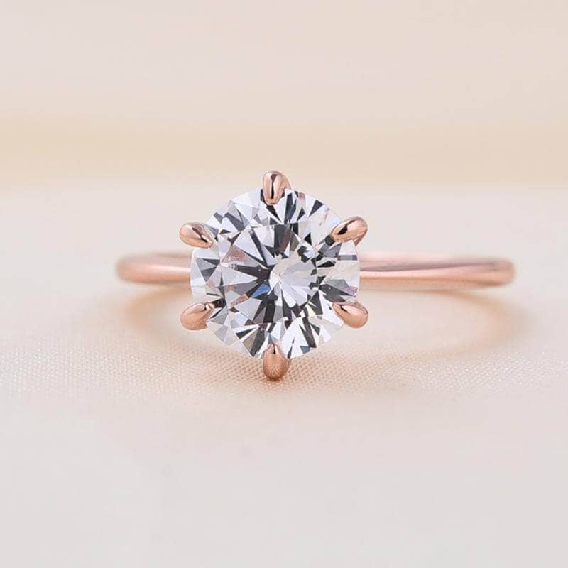 Rose Gold Round Cut Solitaire Engagement Ring - Black Diamonds New York