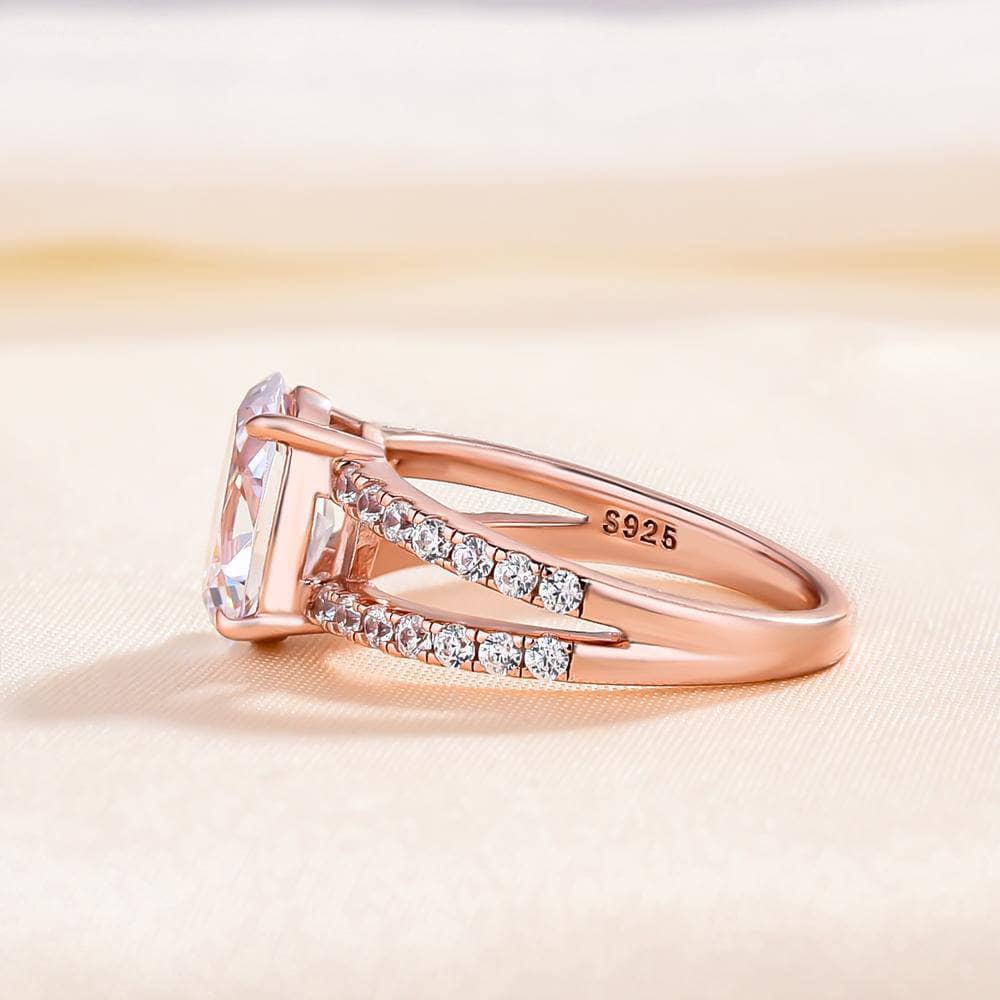 Rose Gold Split Shank Oval Cut Engagement Ring-Black Diamonds New York