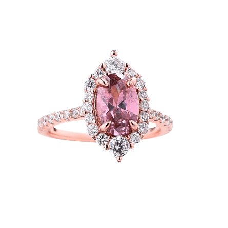 Rose Gold Synthetic Morganite Oval Cut Engagement Ring-Black Diamonds New York