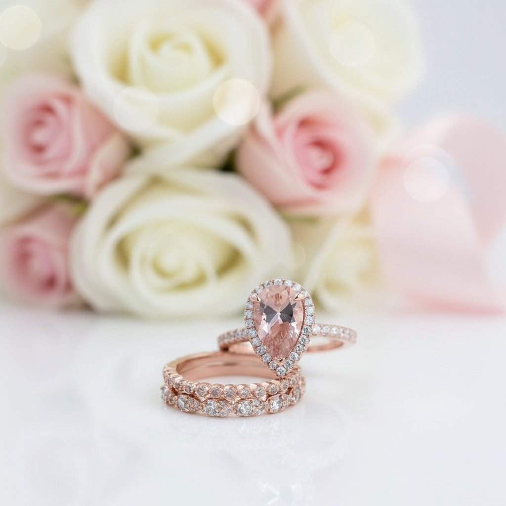 Morganite Affordable Rose Gold Wedding Rings Rose Gold