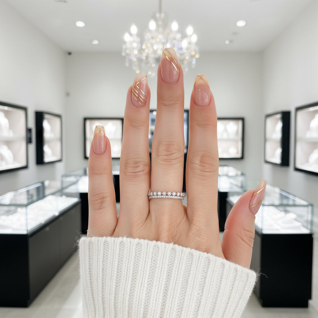 Rose Gold Women's Stackable Wedding Band Set-Black Diamonds New York