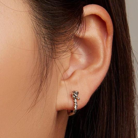 Rose & Vines U-shaped Ear Buckle Earrings-Black Diamonds New York