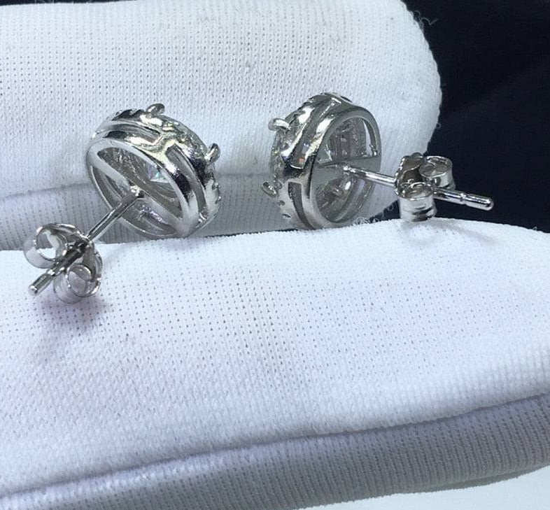 Round Brilliant Cut Moissanite Stud Earrings - Black Diamonds New York