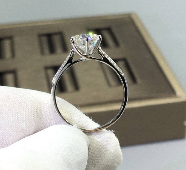 Round Cut 1-2 Carat Moissanite Engagement Ring-Black Diamonds New York