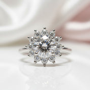 Round Cut 1 Carat Diamond Option Sunflower Engagement Ring-Black Diamonds New York