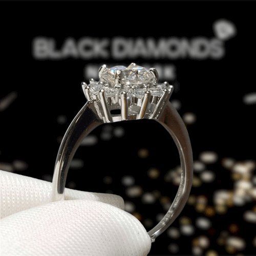 Round Cut 1 Carat Moissanite Sunflower Engagement Ring-Black Diamonds New York
