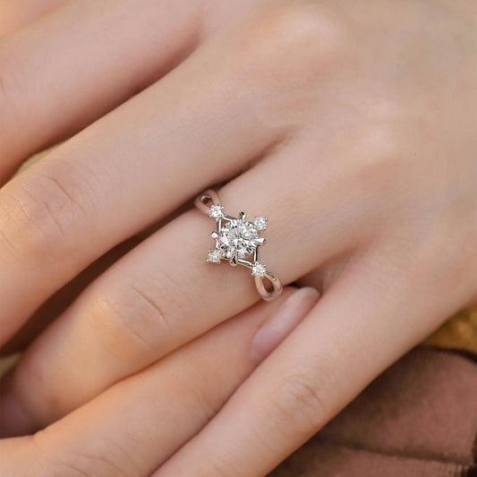Round Cut 18k Infinity Moissanite Engagement Ring-Black Diamonds New York