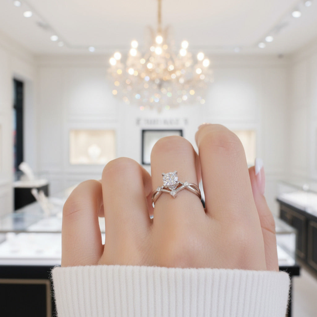 Round Cut 18k Infinity Diamond Option Engagement Ring-Black Diamonds New York