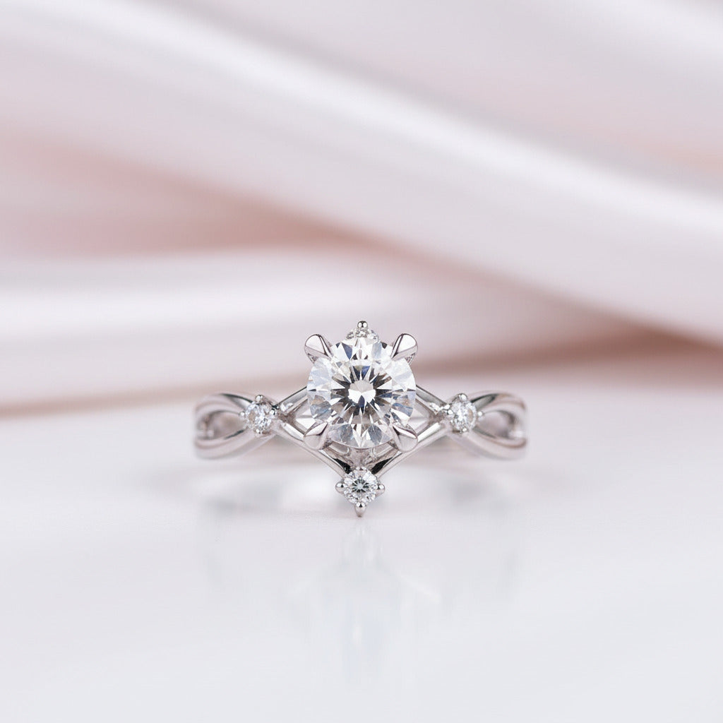 Round Cut 18k Infinity Diamond Option Engagement Ring-Black Diamonds New York