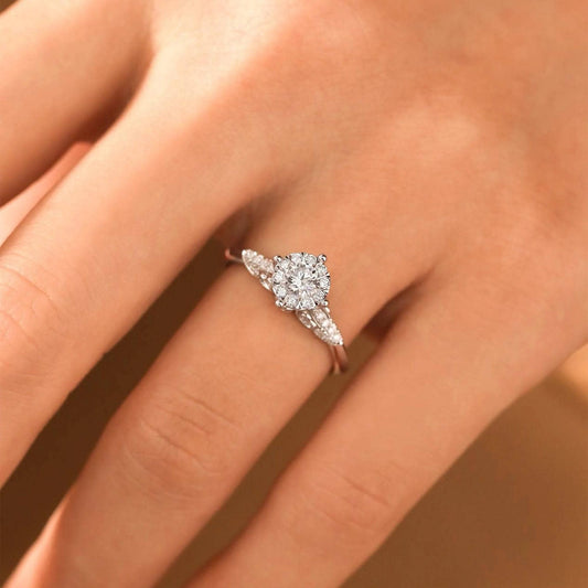 Round Cut 18k Diamond with Ruby Antique Design Engagement Ring-Black Diamonds New York