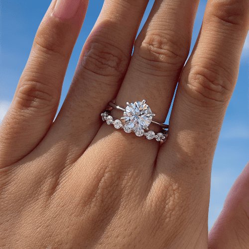 Round Cut 2ct Engagement and Wedding Ring Set - Black Diamonds New York