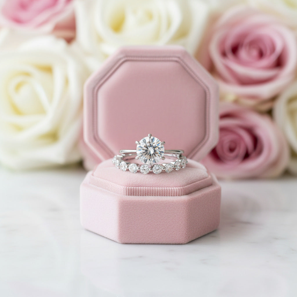 Round Cut 2ct Engagement and Wedding Ring Set-Black Diamonds New York